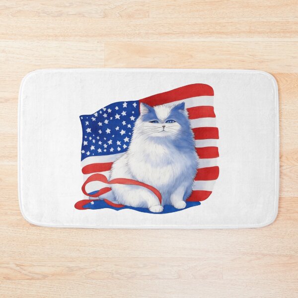 Item preview,  patriot white cat  against the background of the flag designed and sold by jkrphoto.