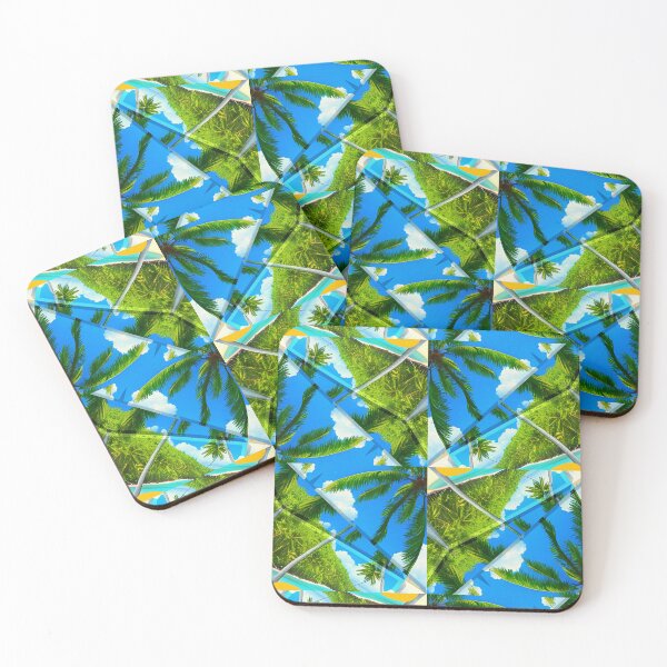 Item preview,  Gorgeous geometric patchwork painting of exotic summer vacations: Blue sky Beach Sun Coconut Sand - Inspiring gift idea to escape to paradise! designed and sold by Ralek.