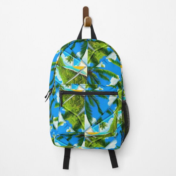 Item preview, Gorgeous geometric patchwork painting of exotic summer vacations: Blue sky Beach Sun Coconut Sand - Inspiring gift idea to escape to paradise! designed and sold by Ralek.