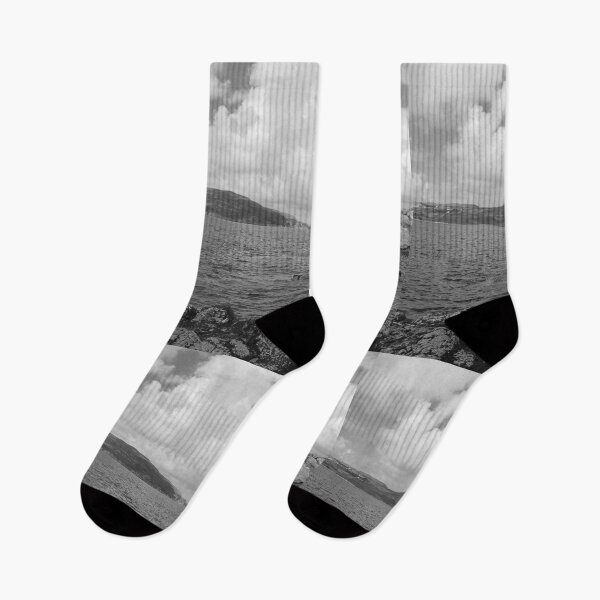Item preview, Portnablagh rocky coast outlook donegal ireland black and white designed and sold by eddiebarronshop.