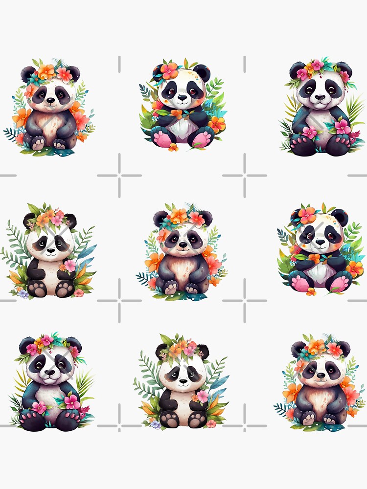 Kawaii Cute Panda Bear T-Shirt - Cute Pandas - Sticker