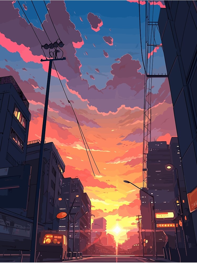 Wallpaper Sunset, Anime City, Clouds, Buildings, Dawn, Scenic -  Resolution:4100x1900 - Wallpx