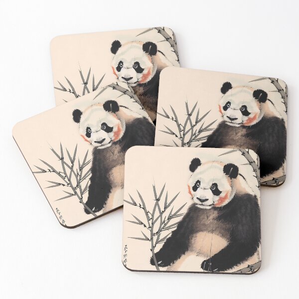 Item preview, Panda sitting on a Tree Branch - vintage chinese art - Guo Hua Style designed and sold by Asian-Art.