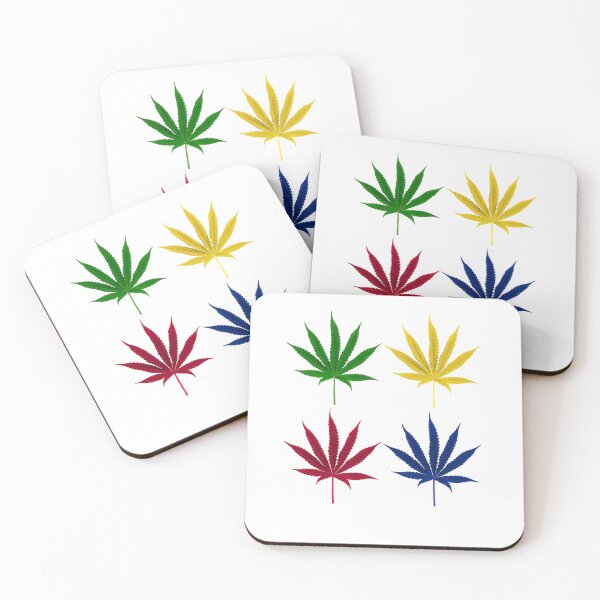 Item preview, FOUR COLOURED CANNABIS LEAVES. designed and sold by coffeeflavour.