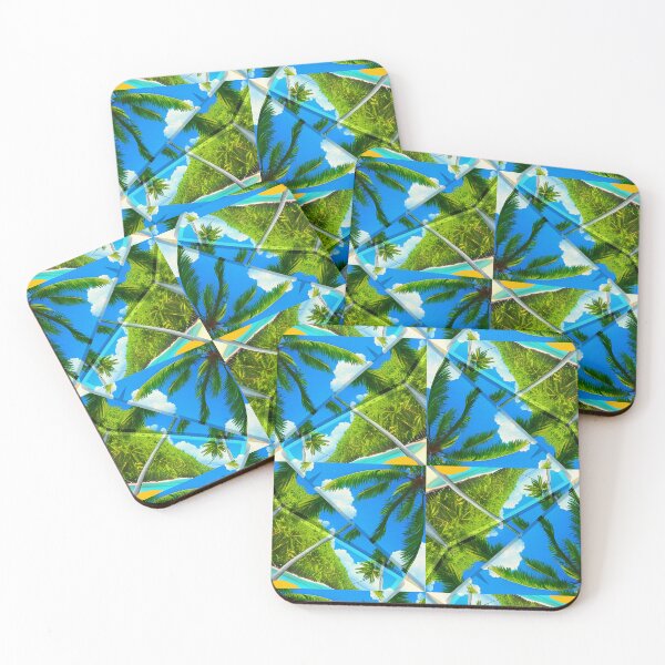 Item preview,  Gorgeous geometric patchwork painting of exotic summer vacations: Blue sky Beach Sun Coconut Sand - Inspiring gift idea to escape to paradise! designed and sold by Ralek.