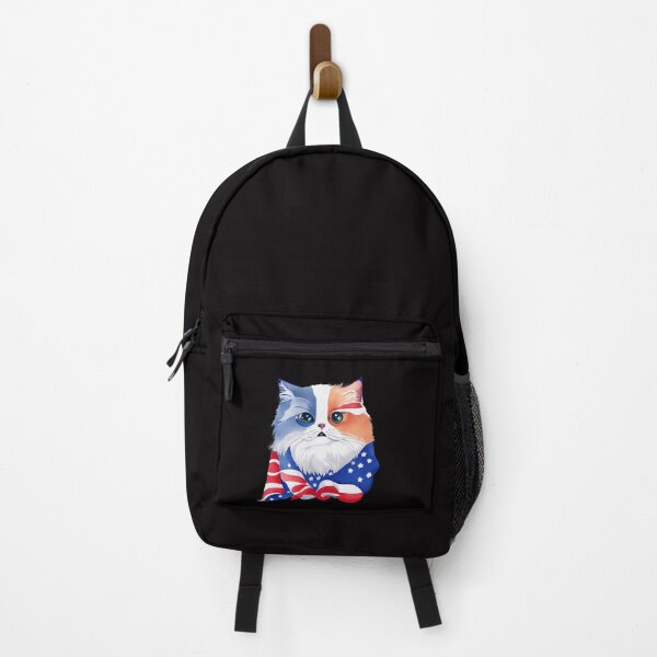 Item preview, patriot white and red cat against the background of the flag designed and sold by jkrphoto.