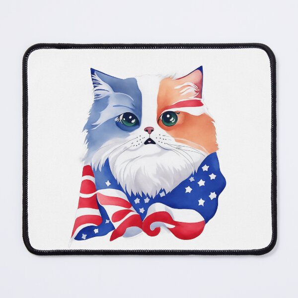 Item preview,   patriot white and red cat  against the background of the flag designed and sold by jkrphoto.