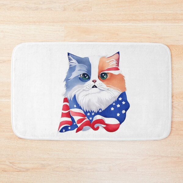Item preview,   patriot white and red cat  against the background of the flag designed and sold by jkrphoto.