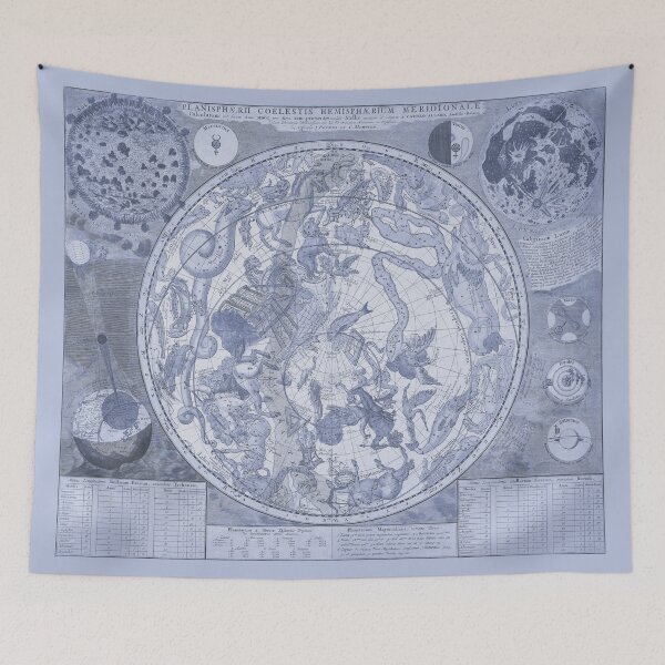 Item preview, Celestial Star Map Zodiac Constellation of Southern Sky Monochromatic Blue designed and sold by VintageArchive.