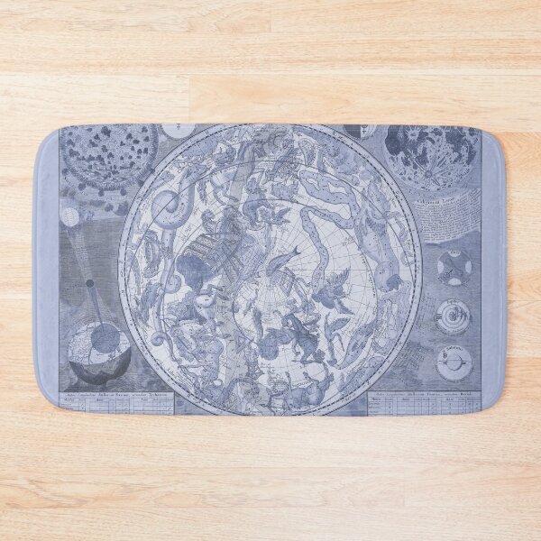 Item preview, Celestial Star Map Zodiac Constellation of Southern Sky Monochromatic Blue designed and sold by VintageArchive.