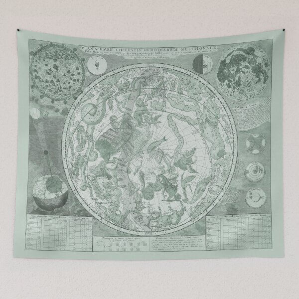 Item preview, Celestial Star Map Zodiac Constellation of Southern Sky Monochromatic Green designed and sold by VintageArchive.