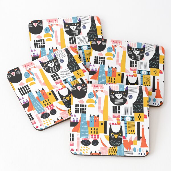 Item preview, Colorful Geometric Cats Abstract Pattern designed and sold by Wonder Of Light.