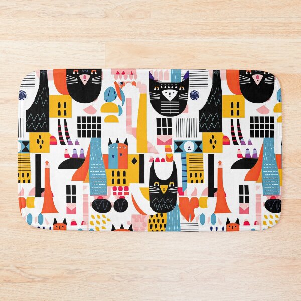 Item preview, Colorful Geometric Cats Abstract Pattern designed and sold by Wonder Of Light.