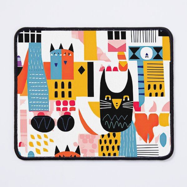 Item preview, Colorful Geometric Cats Abstract Pattern designed and sold by Wonder Of Light.