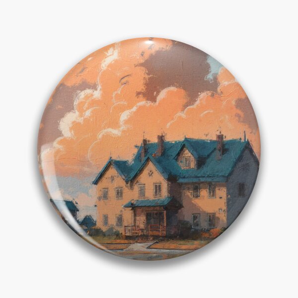 Item preview, Animated image of a home by the water, cloudy sky, a few clouds, a red lamp and some purple houses designed and sold by Nava Sophia.