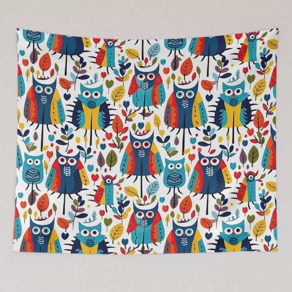 Item preview, Colorful Geometric Owls Abstract Pattern designed and sold by Wonder Of Light.