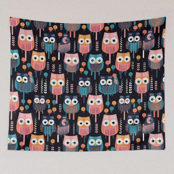 Item preview, Colorful Geometric Owls Abstract Pattern designed and sold by Wonder Of Light.