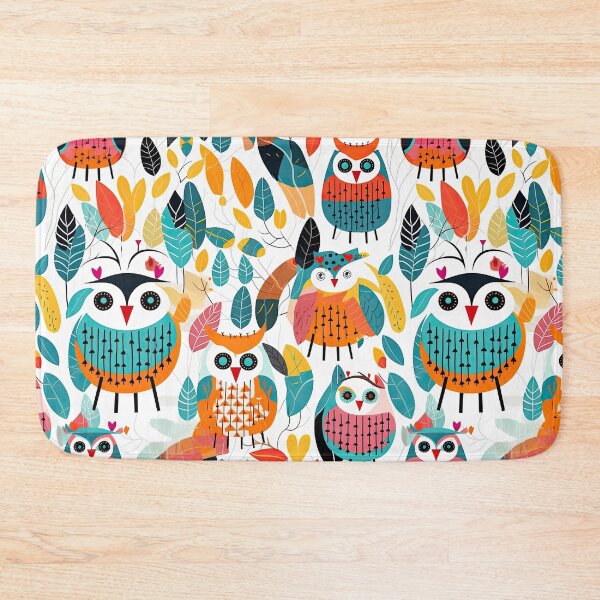 Item preview, Colorful Geometric Owls Abstract Pattern designed and sold by Wonder Of Light.