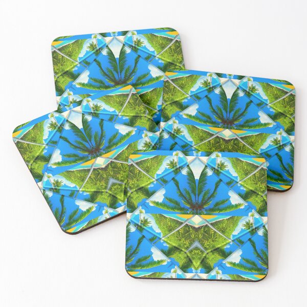 Item preview, Gorgeous geometric patchwork painting of exotic summer vacations: Blue sky Beach Sun Coconut Sand - Inspiring gift idea to escape to paradise! designed and sold by Ralek.