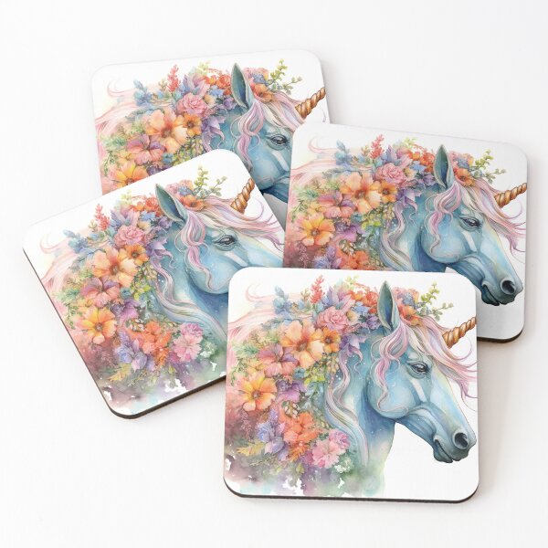 Item preview, Watercolor cute unicorn with flowers designed and sold by rainseedart.
