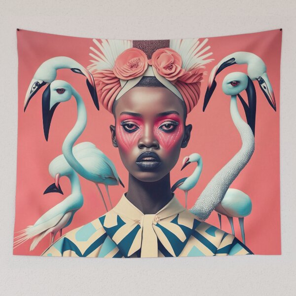 Item preview, [AI Art] "Surrounded by Flamingos", Bauhaus Art Style designed and sold by Sissle.