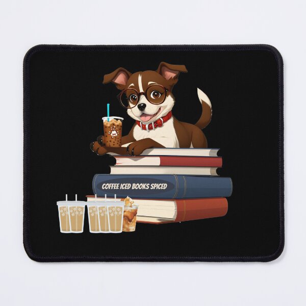 Item preview, I like my books spicy and my coffee icy, funny dog drinking coffee, dog in pocket funny puppy for dog lovers, Petsofinstagram, iced coffee books designed and sold by Sshmorr.