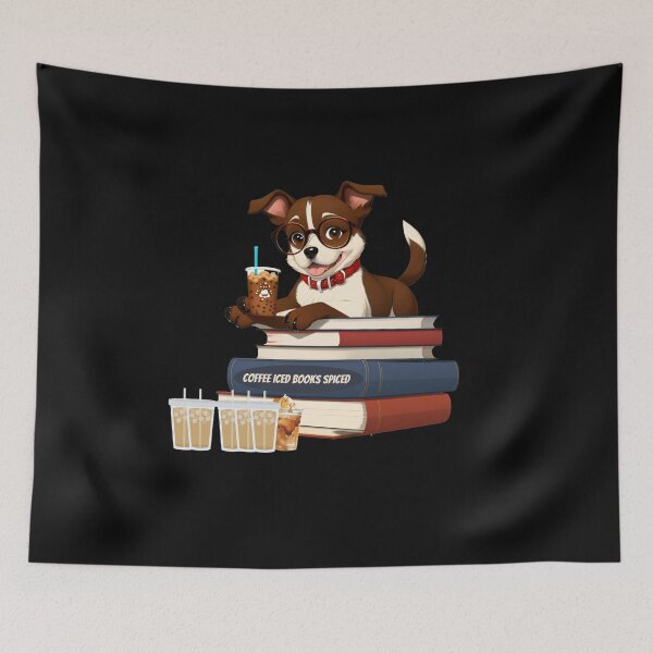 Item preview, I like my books spicy and my coffee icy, funny dog drinking coffee, dog in pocket funny puppy for dog lovers, Petsofinstagram, iced coffee books designed and sold by Sshmorr.