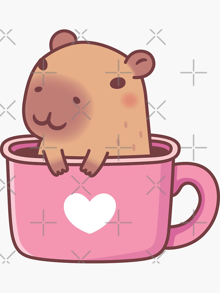 Cute Capybara Capyuccino Coffee Takeaway Cup' Sticker