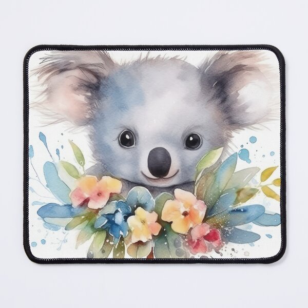 Item preview, Watercolor cute koala bear with flowers designed and sold by rainseedart.