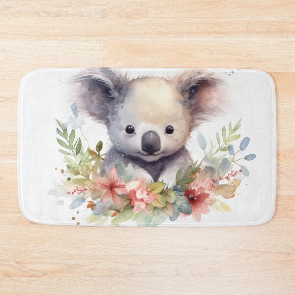 Item preview, Watercolor cute koala bear with flowers designed and sold by rainseedart.