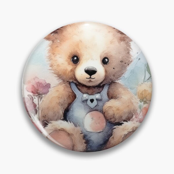 Item preview, Watercolor teddy bear with flowers designed and sold by rainseedart.