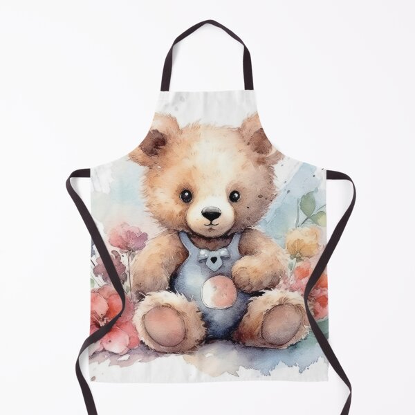Item preview, Watercolor teddy bear with flowers designed and sold by rainseedart.