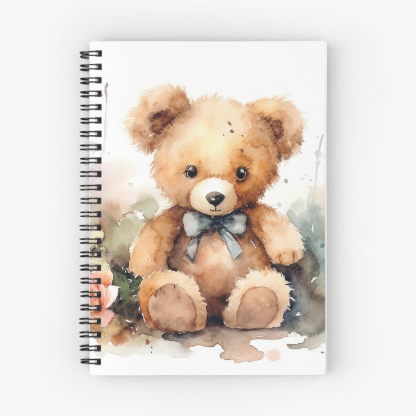 Item preview, Watercolor teddy bear with flowers designed and sold by rainseedart.