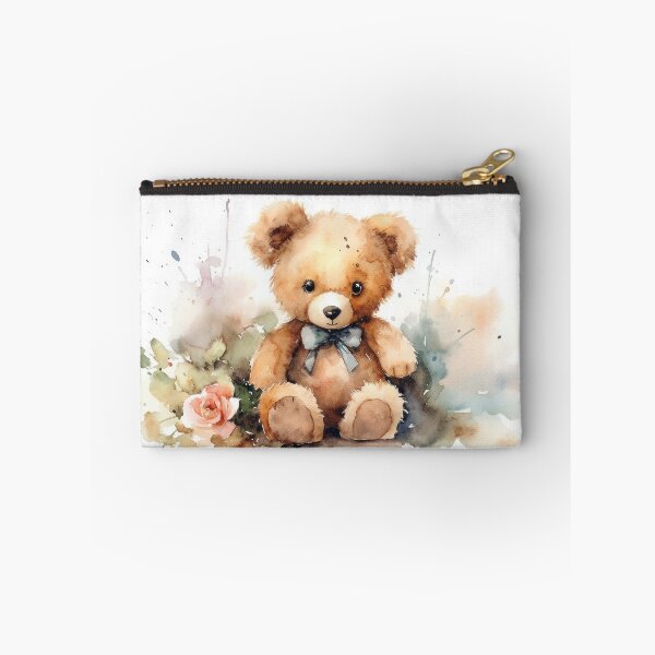 Item preview, Watercolor teddy bear with flowers designed and sold by rainseedart.
