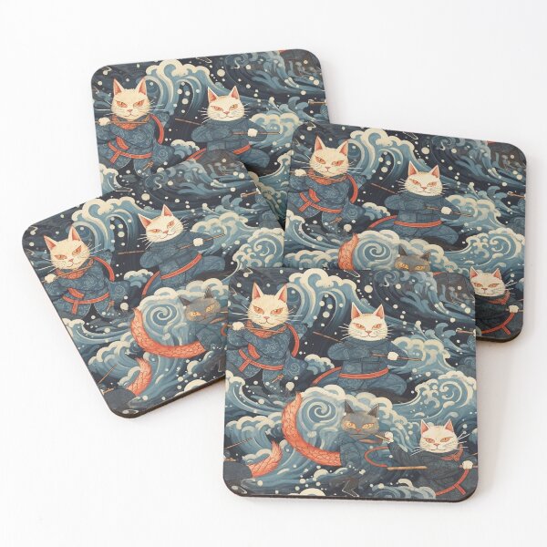 Item preview, Ninja Cats: Playful Feline Warriors Inspired by Victo Ngai designed and sold by omizen.