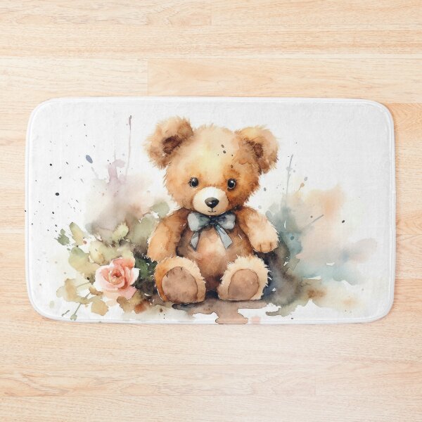 Item preview, Watercolor teddy bear with flowers designed and sold by rainseedart.