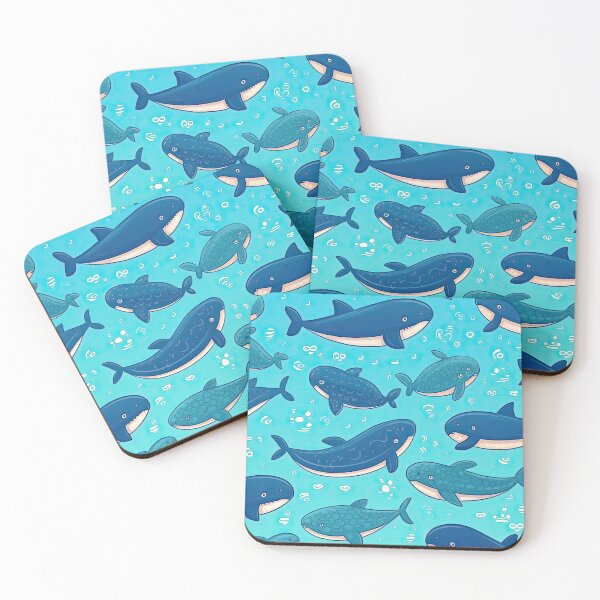 Item preview, Cute Whales With Blue Background designed and sold by BaysparksMedia.