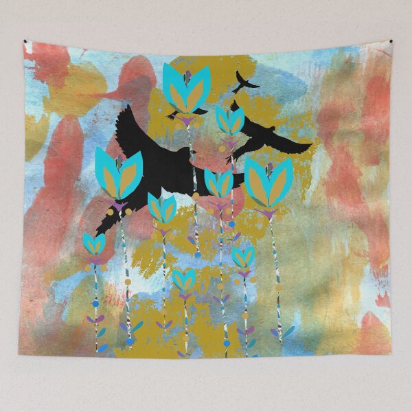 Item preview, Watercolor, black bird sky designed and sold by ZjalDesign.