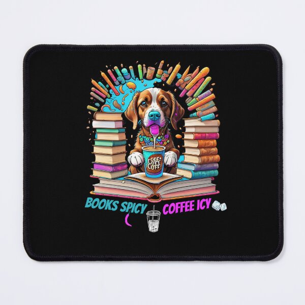 Item preview, I like my books spicy and my coffee icy, funny dog drinking coffee, dog in pocket funny puppy for dog lovers, Petsofinstagram, iced coffee books designed and sold by Sshmorr.