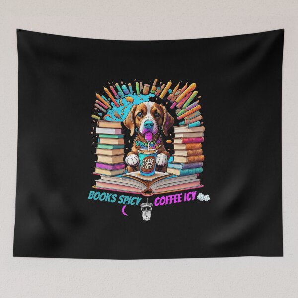 Item preview, I like my books spicy and my coffee icy, funny dog drinking coffee, dog in pocket funny puppy for dog lovers, Petsofinstagram, iced coffee books designed and sold by Sshmorr.