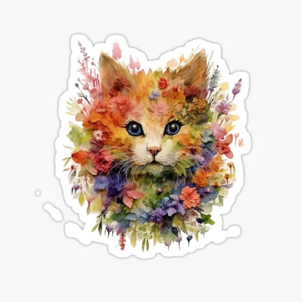 Aperçu de l'œuvre Chat coloré avec une fleur créée et vendue par ArchanaAsh.