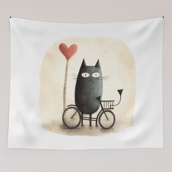 Item preview, Gato negro enamorado designed and sold by StrangeRoom.