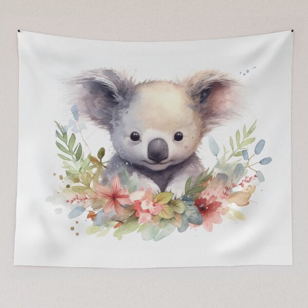 Item preview, Watercolor cute koala bear with flowers designed and sold by rainseedart.