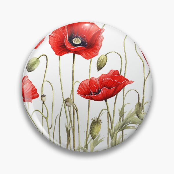 Item preview, Colorful red poppy Floral linear pattern design calming designed and sold by ArchanaAsh.