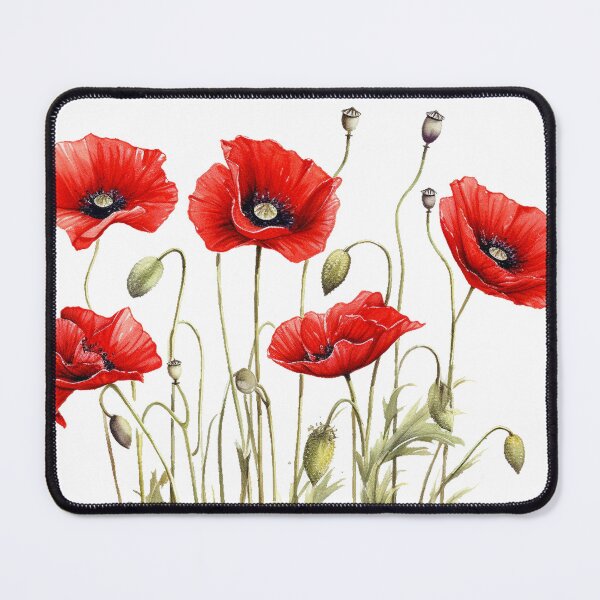 Item preview, Colorful red poppy Floral linear pattern design calming designed and sold by ArchanaAsh.