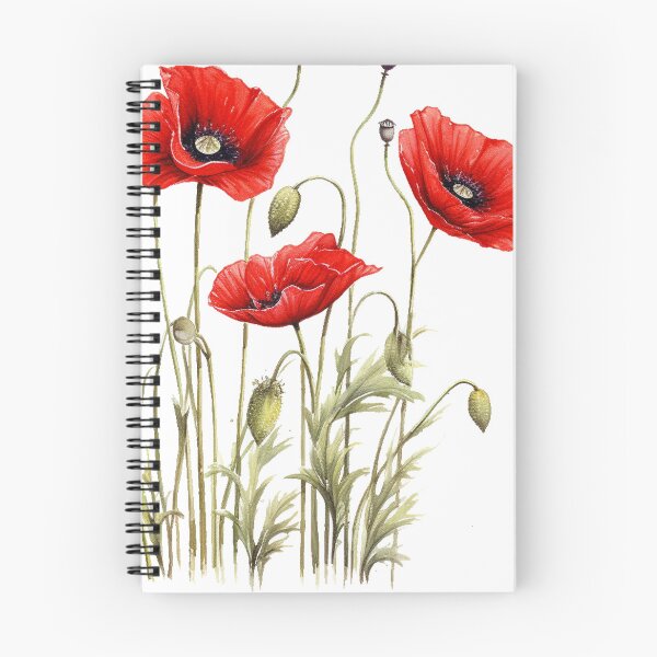 Item preview, Colorful red poppy Floral linear pattern design calming designed and sold by ArchanaAsh.
