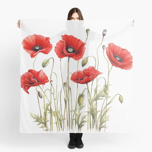 Item preview, Colorful red poppy Floral linear pattern design calming designed and sold by ArchanaAsh.