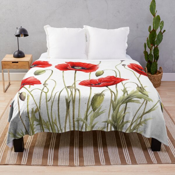 Aperçu de l'œuvre Coquelicot rouge coloré Motif floral linéaire calmant créée et vendue par ArchanaAsh.