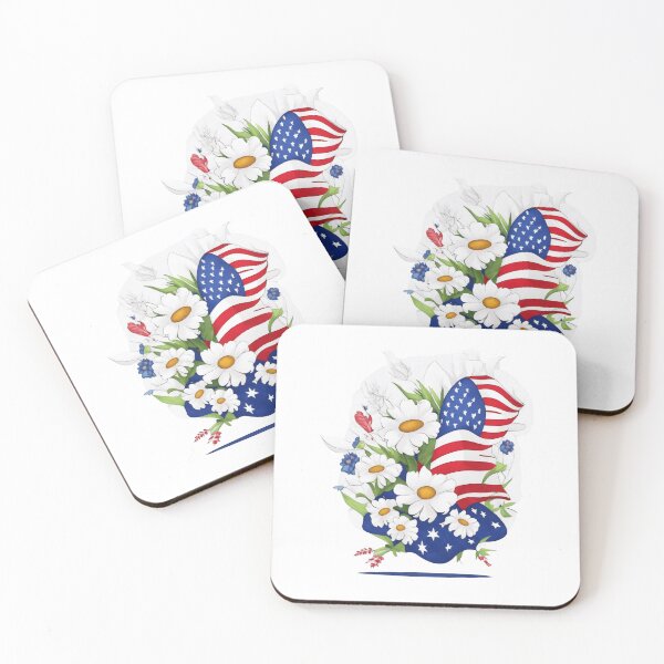 Item preview, bouquet of flowers  against the background of the flag usa designed and sold by jkrphoto.