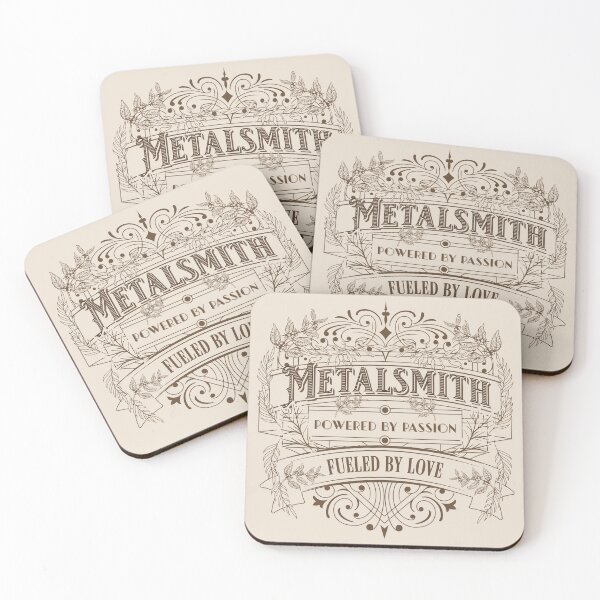 Item preview, Metalsmith gift merch ornamental leaves elegant design ribbon calligraphy engraved designed and sold by MetalicBabe.